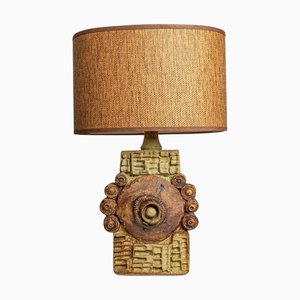 Tischlampe aus Keramik von B. Rooke mit Lampenschirm von René Houben, 1960er