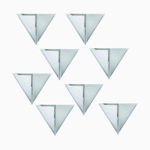 Applique Murale Triangle Vintage en Verre Blanc et Chrome de Glashütte Limburg, 1970