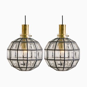 Lustre Vintage en Fer et Verre Bullé de Limburg, 1960