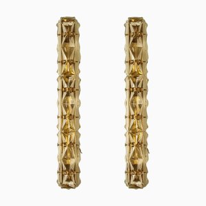 Crystal Glass and Brass Wall Sconces from Kinkeldey, 1970s, Set of 2