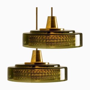 Glas Hängelampen von Carl Fagerlund für Orrefors, 1960er, 2er Set