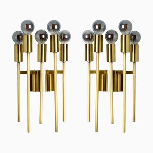 Brass Wall Sconces by Gaetano Sciolari, 1970s, Set of 2