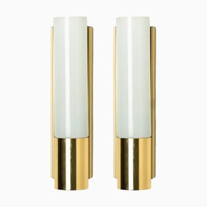 Opaline Glass Wall Lights from Glashütte Limburg, 1970, Set of 2