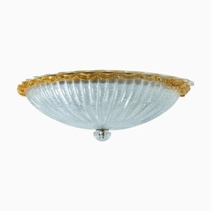 Plafonnier avec Verre de Murano Ocre et Transparent de Barovier & Toso, Italie, 1970