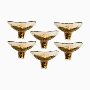 Wall Lights in Smoked Glass and Brass by J. T. Kalmar for Kalmar, 1970