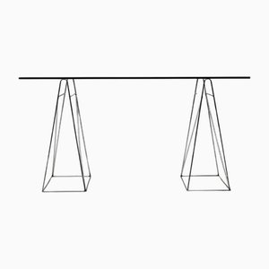 Scrivania minimalista in cristallo di Olivier Mourgue per Cassina, anni '80