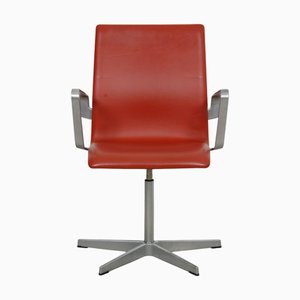 Oxford Chair in Red Aura Leather by Arne Jacobsen