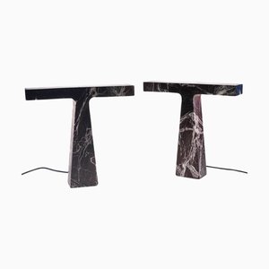 Marble Table Lamps in Rosso Levanto Marble by Silvio Piattelli, Set of 2