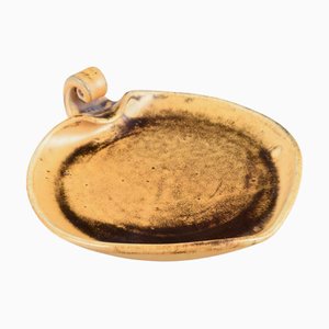 Heart-Shaped Dish in Uranium Yellow Glazed Ceramic from Kähler, Denmark, 1930s