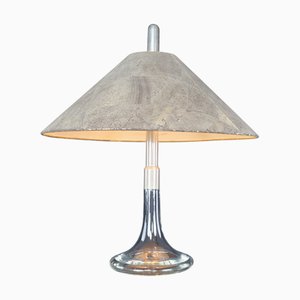 Mid-Century Modern Glass and Chrome Table Lamp attributed to Ingo Maurer for Design M, Germany, 1960s