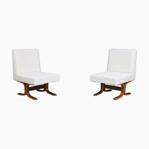 Poltrone in legno curvato e bianco sporco di Ludvik Volak, anni '60, set di 2