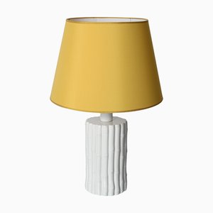 Vintage Italian Faux Bamboo and White Ceramic Table Lamp by Tommaso Barbi, 1970s