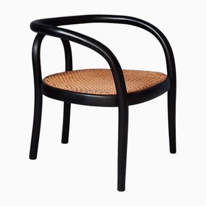 Silla infantil de madera curvada en negro, años 20