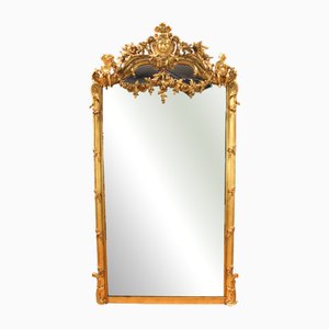 Large Napoleon III Mirror in Gilt Wood with Putti and Mascaron