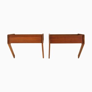 Dänische Mid-Century Wandmontierte Nachttische von Ølholm Møbelfabrik, 1950er, 2er Set