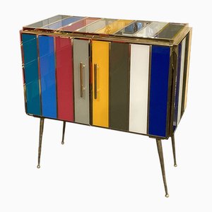 Credenza in vetro colorato, anni '80