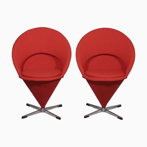 Sedie Cone K1 di Verner Panton per Plus-Linje, anni '60, set di 2