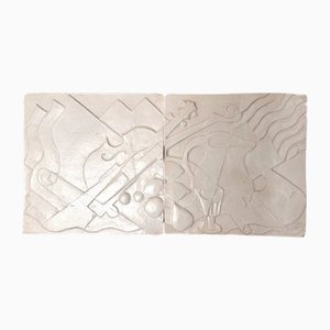 Still Life Ceramic Panels, 1950s-1960s, Set of 2