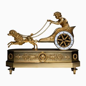 Empire Mantel Clock with Putto in Chariot by Thiery À Paris