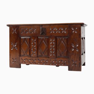 Large Hand-Carved Oak Bridal Chest, France, 16th Century