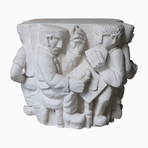Belgian Artist, Latem School Figurative Relief of Pre War Bar Scenes, 1930s, Plaster