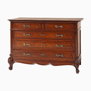 French Antique Carved Oak Chest of Drawers
