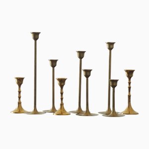 Vintage Kerzenständer aus Messing, 1960er, 9 . Set