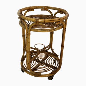 Mid-Century Modern Circular Bamboo Bar Cart by Franco Albini, 1960s