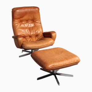 Set of S 231 Armchair and Ottoman in Leather from de Sede, Switzerland, 1960s