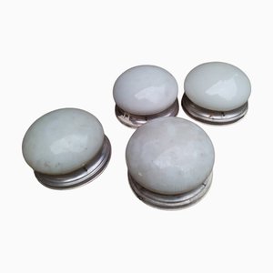 Mid-Century Modern Milk Glass Wall Lights, Set of 4