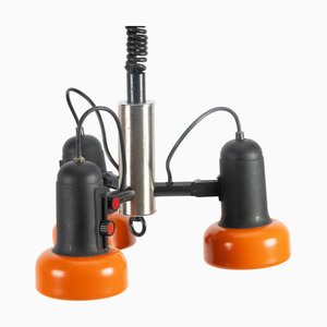 Lámpara colgante ajustable de tres puntos en naranja, años 70