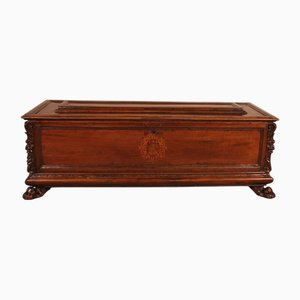 Italian Renaissance Cassone or Wedding Chest in Walnut with Coat of Arms, 16th Century