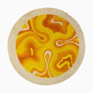 Orange Yellow Round Amoebe Desso Rug, 1970s