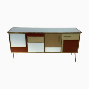 Four-Door Sideboard in Multicolored Glass, 1980s