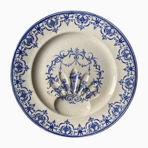 Antiker Majolika Spargel Teller von Jules Vieillard & Cie