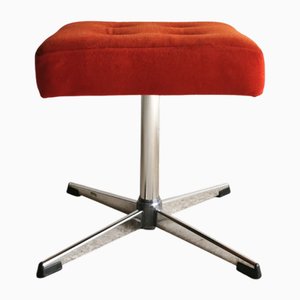 Mid-Century Modern Club Hocker aus Samt & Chrom, 1960er