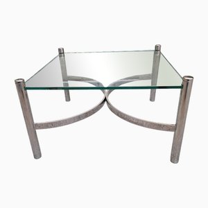 Couchtisch aus Chrom mit Glasplatte, 1970er