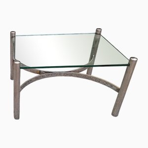 Table Basse Vintage en Chrome avec Plateau en Verre, 1970s