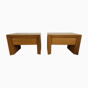 Elm Bedside Tables from Maison Regain, 1980s, Set of 2