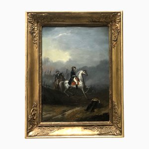 French School Artist, Napoleon on Horseback, 19th Century, Oil on Metal, Framed