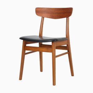 Vintage Danish Teak and Beech Chair with Skai Cover by Findahl, 1950s