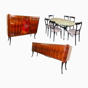 Vintage Dining Room Set by Paolo Buffa, 1950s, Set of 9