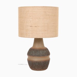Danish Ceramic Table Lamp with Jute Lampshade by Einar Johansen for Søholm, 1960s