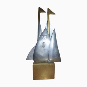 David Marshall, Segelboot Skulptur, 1970er, Aluminium & Messing