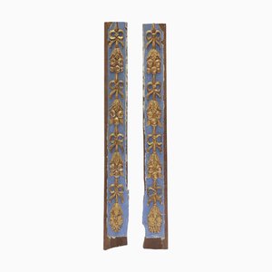 Friezes in Carved Wood Lacquered in Light Blue and Fine Gold, 1700, Set of 2