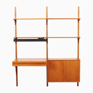 Étagère Murale Royal System 1 Holmen en Teck avec Portes Coulissantes par Poul Cadovius pour Cado, 1948