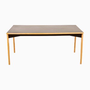 Table with Black Painted Maple Frame and Black Linoleum Table Top with Maple Edging