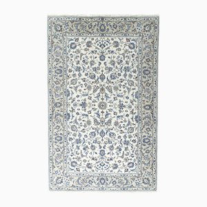 Tapis Oriental Kashan Fait Main dans les Tons Beige et Bleu