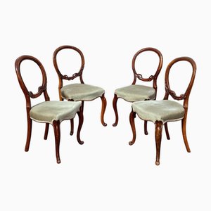 Victorian Walnut Balloon Back Dining Chairs, Set of 4