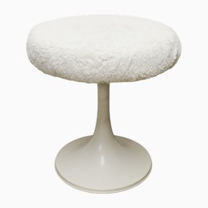 Tabouret Tulip Space Age Vintage Blanc, 1960s